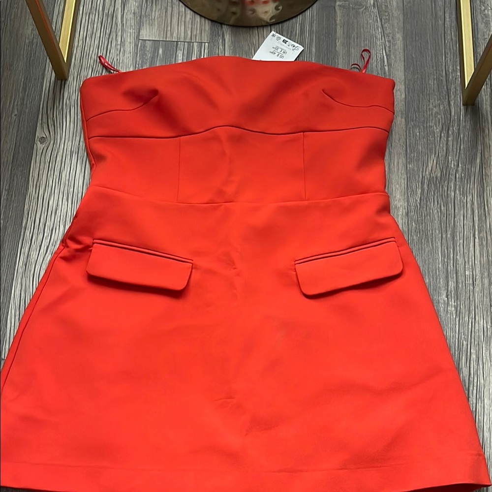 Zara Orange Strapless Sheath Dress Cocktail